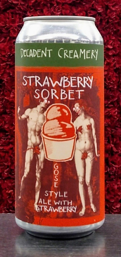 DECADENT CREAMERY STRAWBERRY SORBET GOSE SOUR ALE 16oz can